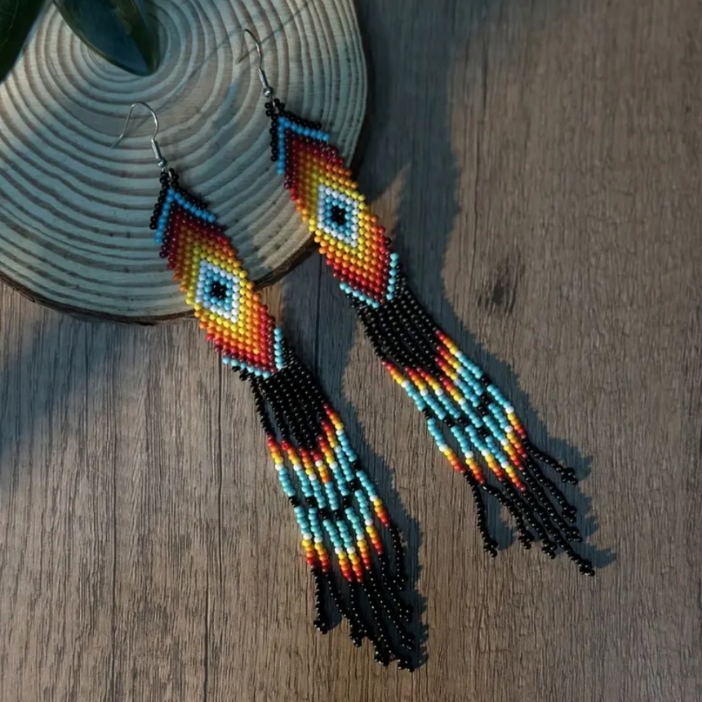 Native American Themed Beaded Earrings